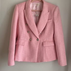 NEW PINK TWEED BLAZER JACKET COAT LARGE